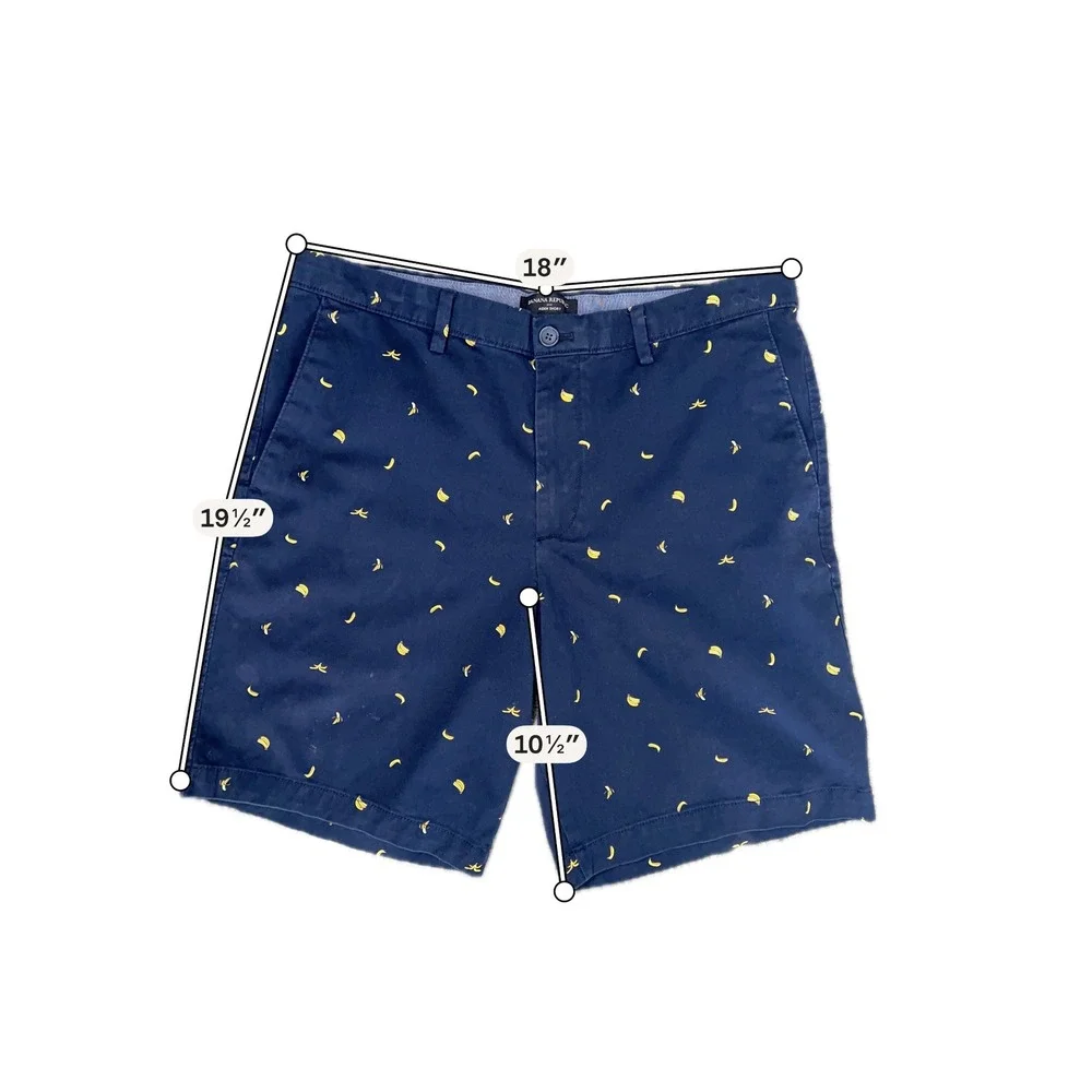 Banana Republic Aiden Short Mens 36 Navy Blue Banana Slim‎ Fit Chino Novelty